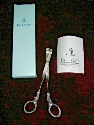 Partylite P7600 Enchantment Wick Snipper Pewter Ornate Floral Handles W/box