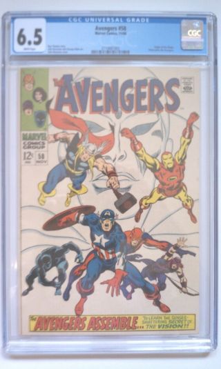 Avengers 58 Cgc 6.  5 Comic 1968 Origin Vision,  Vision Joins,  John Buscema