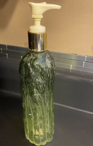 Vintage Avon Asparagus Glass Bottle Lotion/soap Dispenser/works Great