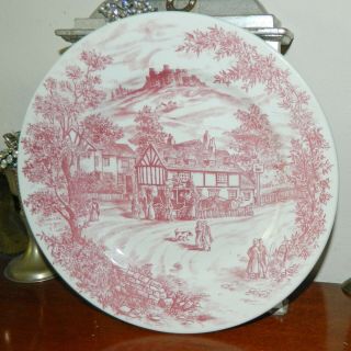 Vintage Churchill England Swan Inn Pattern Pink China Plate