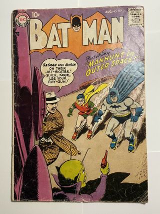 Dc Comics 117 Batman & Robin /man Hunt Outer Space 1958 Vintage Old Comic Book