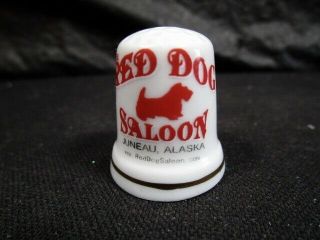 Fine China Advertising Thimble Featuring Red Dog Saloon - Perfect & Scarce