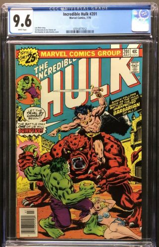 Marvel The Incredible Hulk 201 Cgc Graded 9.  6 Nm,  White Pages - Hulk Vs Kronak
