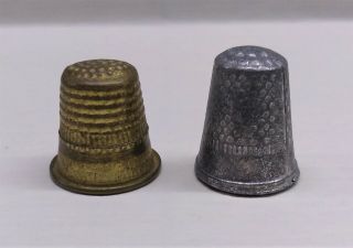 Set Of 2 Miniature Thimbles Vintage Brass/metal 1/2 "