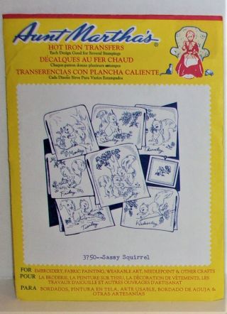 3750 Sassy Squirrels Aunt Martha’s Iron - On Embroidery Transfers