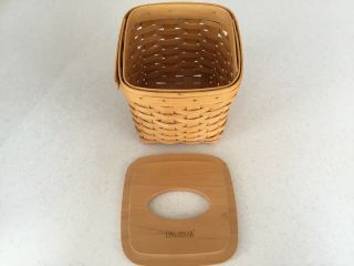 2000 Longaberger Tissue Basket With Wood Lid Signed
