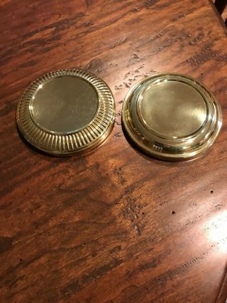 Set Of 2 Vintage Baldwin Solid Brass Candle Plates / Pillar Candle Holders