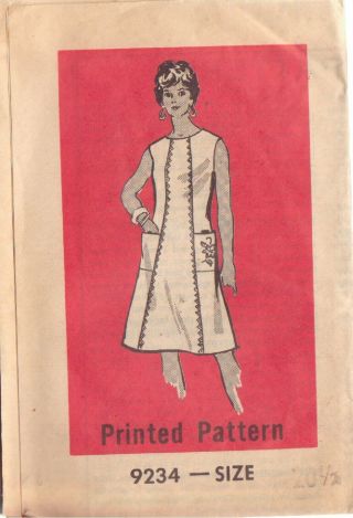 Printed Vintage Pattern 9234 Dress In Size 20 ½ Woman 