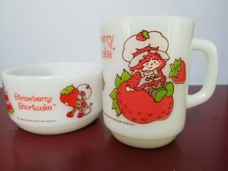 Strawberry Shortcake Mug And Bowl Anchor Hocking Vintage