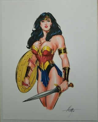 Wonder Woman 11 " X14 " Art By M.  C.  Wyman