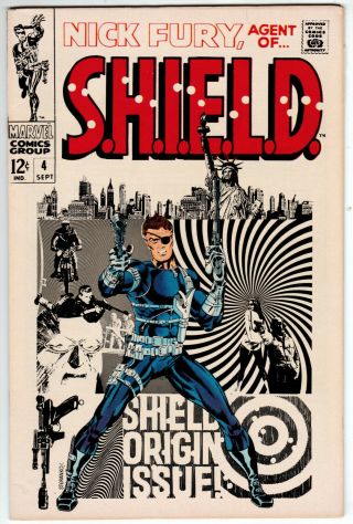 Nick Fury Agent Of Shield 4 Very Fine Plus 8.  5 Classic Jim Steranko Cover 1968