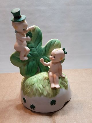 Vintage Lefton Porcelain Music Box Cupie Cupid When Irish Eyes Are Smiling 1986