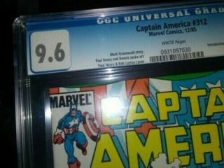 Captain America Comic 312 Cgc 9.  6 White Pages