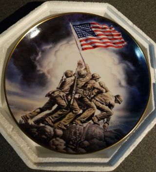 Wwii Raising Of The Flag On Iwo Jima By Feliz De Weleton Limited Edition Plate