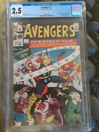 Avengers 7 Cgc 2.  5 1964 Off White Pages.  Thor Cover