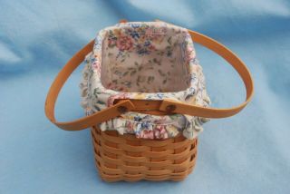 Longaberger Basket,  Flower Print Liner,  Plastic Insert - Double Swing Handles