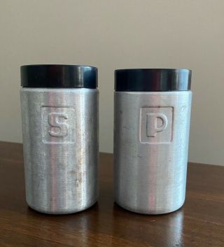 Vintage Mid - Century Aluminum Salt And Pepper Shakers - West Bend Or Kromex Style