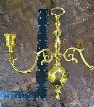 Vintage Solid Brass Wall Sconce Candle Holder Double Arm 12 