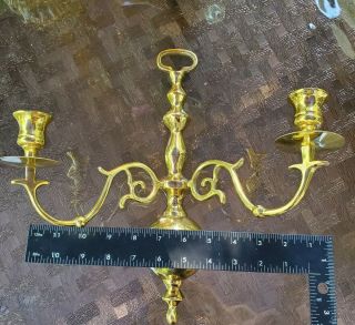 Vintage Solid Brass Wall Sconce Candle Holder Double Arm 12 
