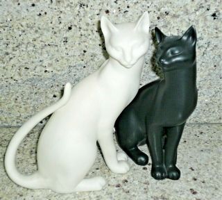 Vintage Franklin Counterpoint Black & White Ying Yang Porcelain Cats