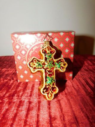 Christopher Radko Holly Cross Little Gem Christmas Ornament