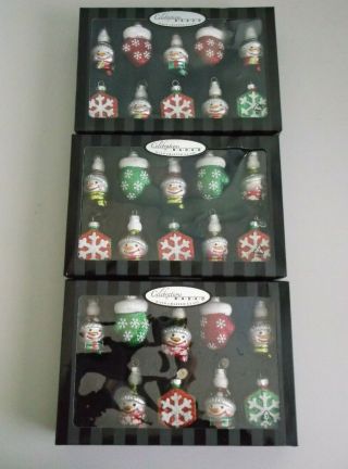 29 Glass Christmas Ornaments Celebrations By Radko Snowmen Snowflakes Mittens