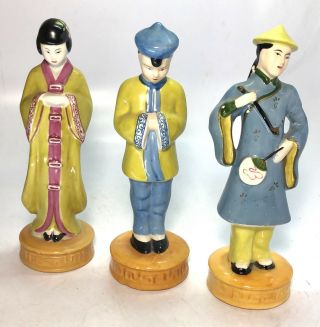 Japanese Moriyama Female Figurines Set Of 3 Made In Occupied Japan Stamped