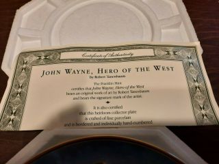 John Wayne - Hero Of The West Collector Plate - Franklin - Robert Tanenbaum 2