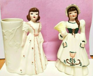 Set Of (2) Vintage Florence Ceramics Pasadena California Vase Platter Girls