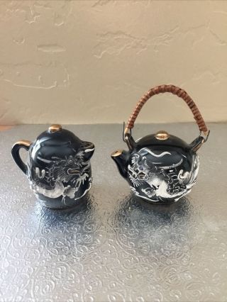 Vtg Rare Moriage Dragonware Salt Pepper Shakers Japan Pcdg Ceramic Teapots