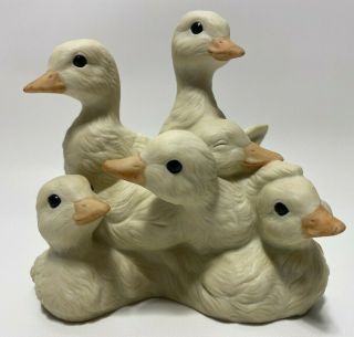 Vintage Homco Masterpiece Porcelain Baby Ducks Figurine Dated 1988 Tamiki Mizuno