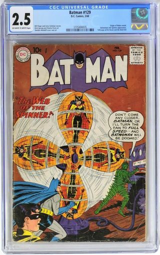 E058.  Batman 129 By Dc Cgc 2.  5 Gd,  (1960) Full Page Ad For Brave & The Bold 28
