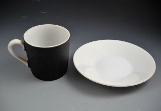 Dobbs 1940 ' s Top Hat Matte Black and White Porcelain Demitasse Cup and Saucer 2