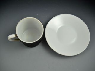 Dobbs 1940 ' s Top Hat Matte Black and White Porcelain Demitasse Cup and Saucer 3