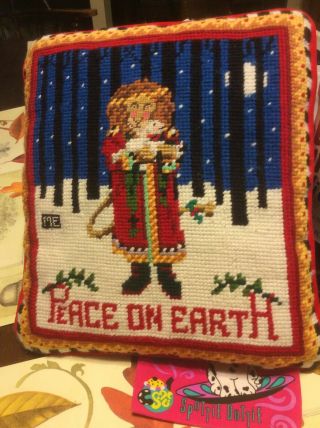 Mary Englebright Needlepoint Pillow Lion And Lamb Peace On Earth