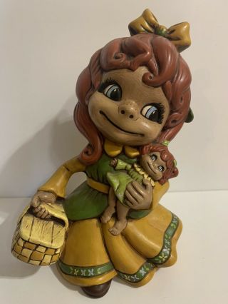 Vintage 1970’s Atlantic Mold Ceramic Irish Girl With Doll Figurine