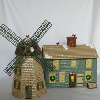 Dept.  56 Snow Village " Home Sweet Home " House And Windmill - Handpainted 5126 - 8