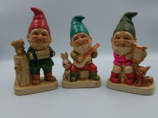 Vintage Gnomes By Homco Set Of 3 5201 Musicians Band