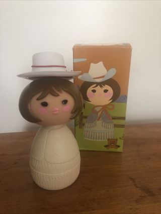 Vintage Avon Small World Cream Lotion Cow Girl / Euc.  Dealer Owned.