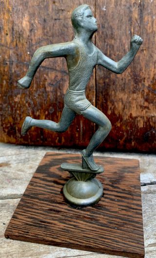 Vtg Art Deco Sculpture Man In Race Running Sportman Athlete Statue Gay Interest
