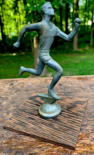 VTG Art Deco Sculpture Man In Race Running Sportman Athlete Statue Gay Interest 2