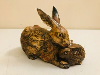 Vintage Goebel West Germany Bunny Rabbit Mom And Baby Animal Figurine