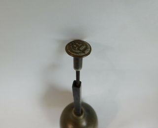 Antique Brass BELL Handbell Clacker Dinner Service Hotel Bell 3