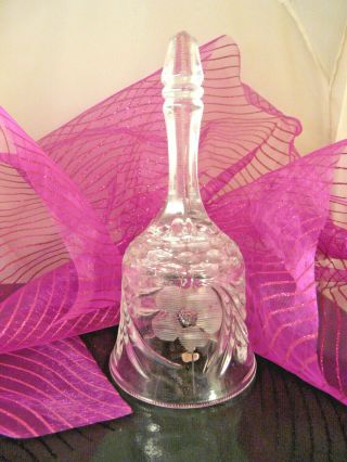 Vintage Hand - Cut Crystal Dinner Bell With Hand - Etched And Frosted - 24 Lead