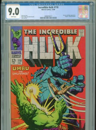 1968 Marvel Incredible Hulk 110 Herb Trimpe Stan Lee Cgc 9.  0 White Box9