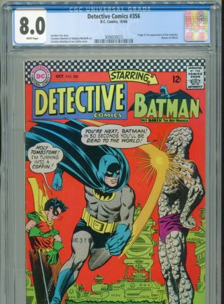 1966 Dc Detective Comics 356 1st Appearance The Outsider Cgc 8.  0 White Box5