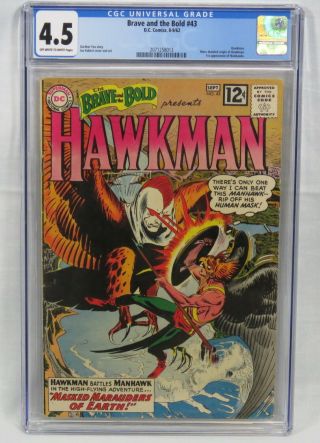 Dc Comics Brave And The Bold 43 Cgc 4.  5 Ow/w Hawkman Origin 1st Manhawk 1962
