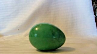 Hand Carved & Polished Stone Egg Light Green Tones Paperweight 9