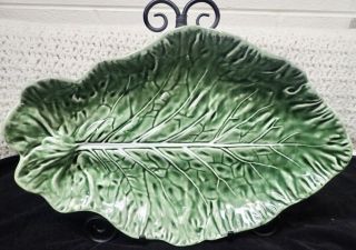Vintage Bordallo Pinheiro Portugal Cabbage Leaf Platter Tray Bowl Large 15 1/2 "