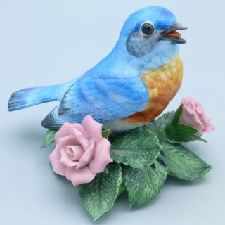 Vintage Lenox Eastern Bluebird Porcelain Figurine Blue Bird Garden Birds 1993
